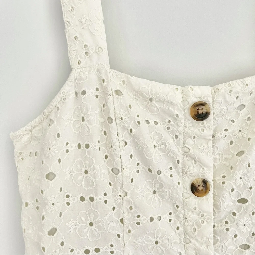 American Eagle Floral Button Front Lace Mini Dress
